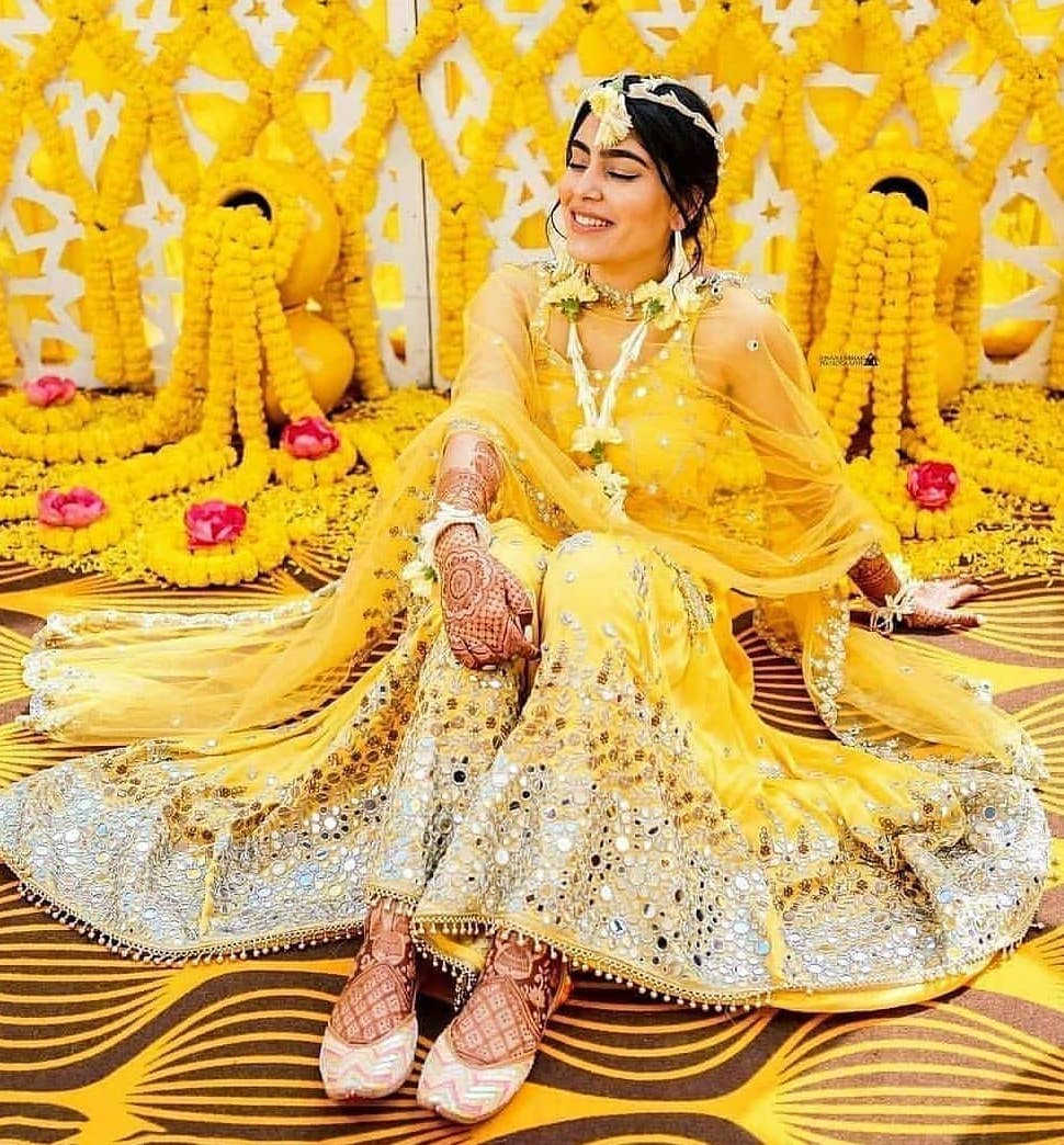 Haldi clothes for on sale bride